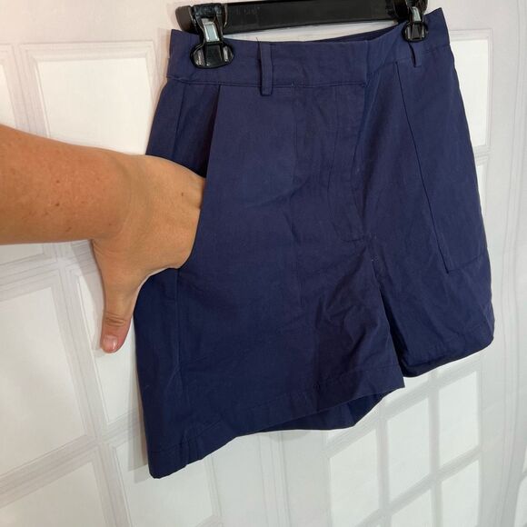 Mango NWT navy high waisted cotton shorts size small - Picture 4 of 10